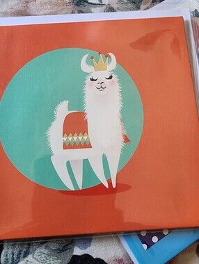 Cute White Llama Birthday Card.